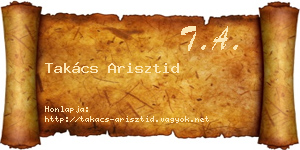 Takács Arisztid névjegykártya